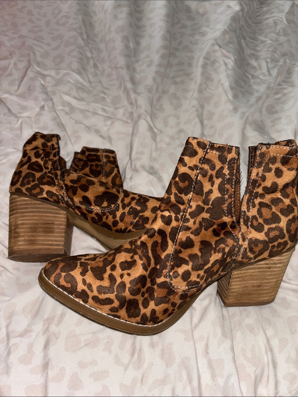 Not Rated Leopard-Print Ankle Booties in Brown/Tan